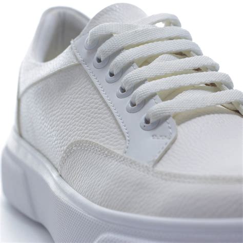 genuine leather white sneakers.